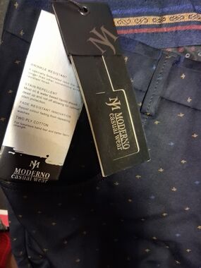 MODERNO Casual Wear Navy Chino Like Pants with Subtle Print NWT